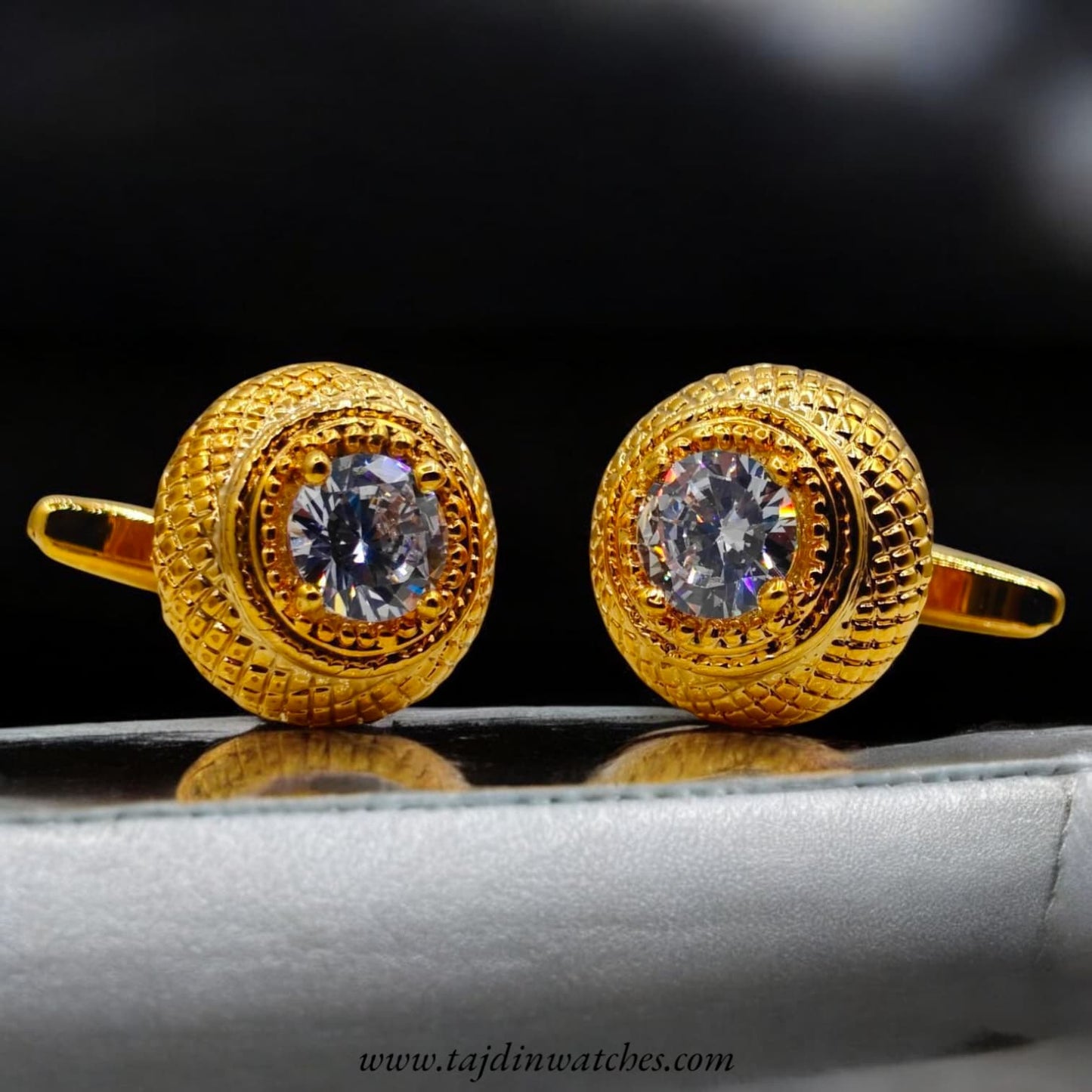 Taj 108 Golden White Zirconia Cufflinks
