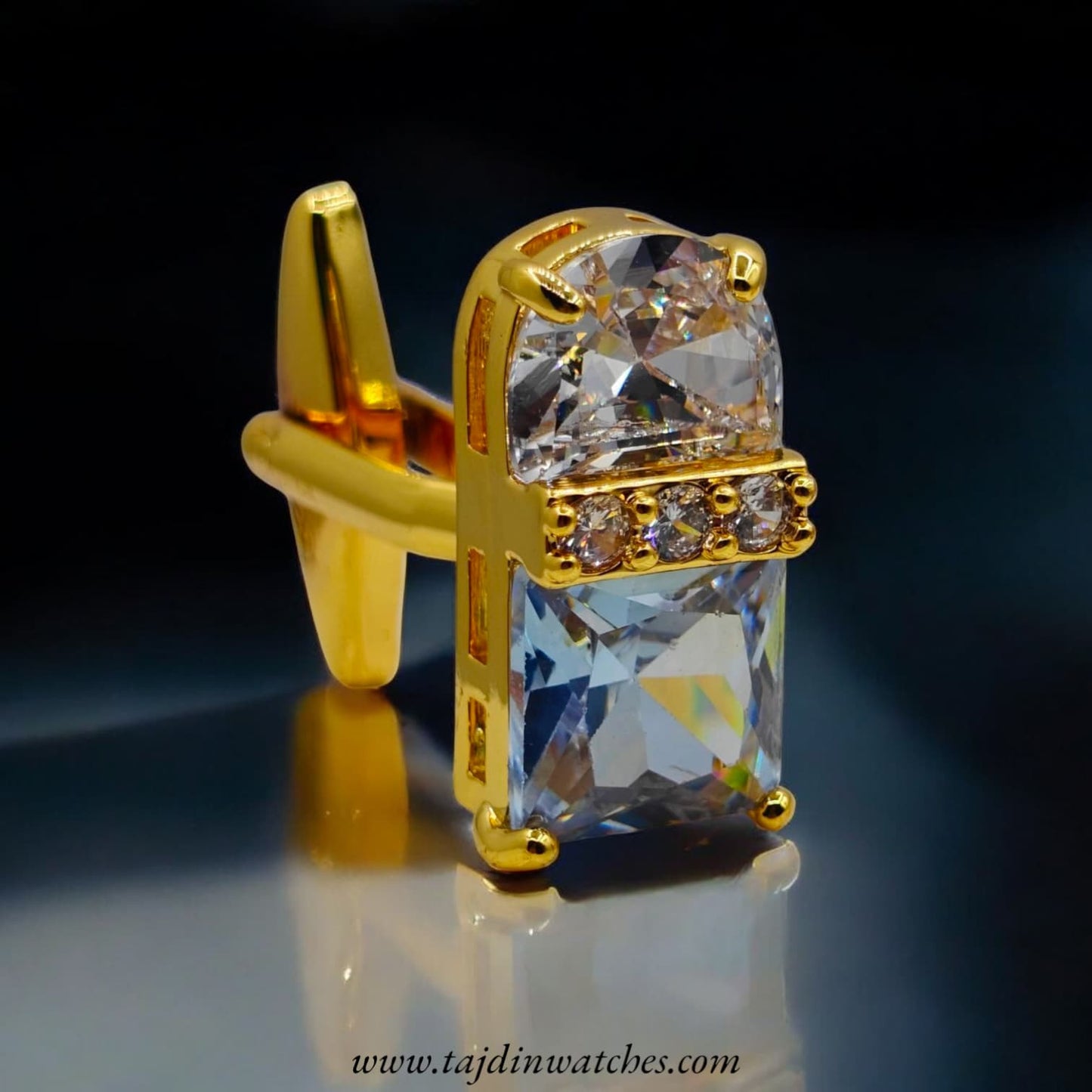 Taj 102 Golden Blue Zirconia Cufflinks