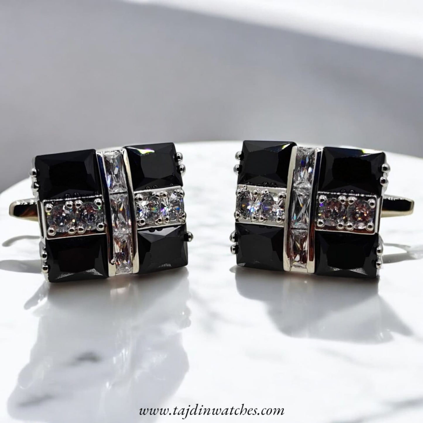 Taj 116 Silver Black Zirconia Cufflinks