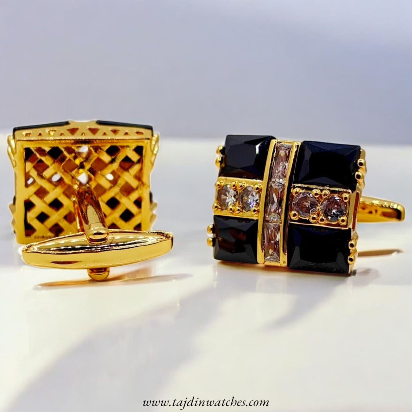 Taj 114 Golden Black Zirconia Cufflinks
