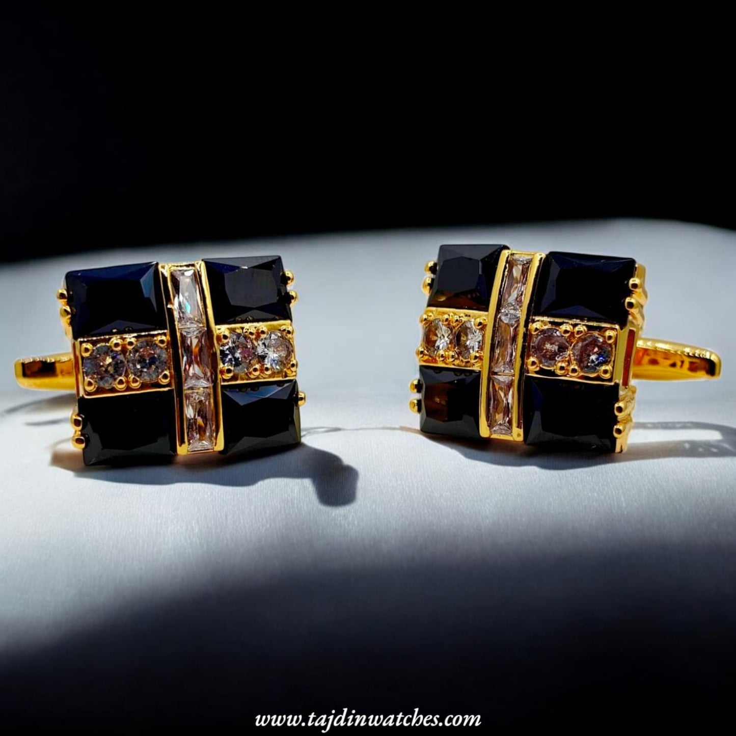 Taj 114 Golden Black Zirconia Cufflinks