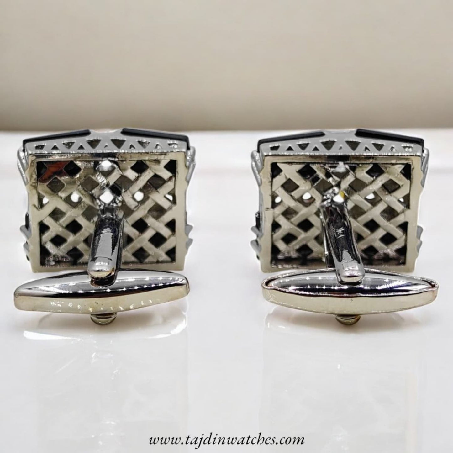 Taj 116 Silver Black Zirconia Cufflinks