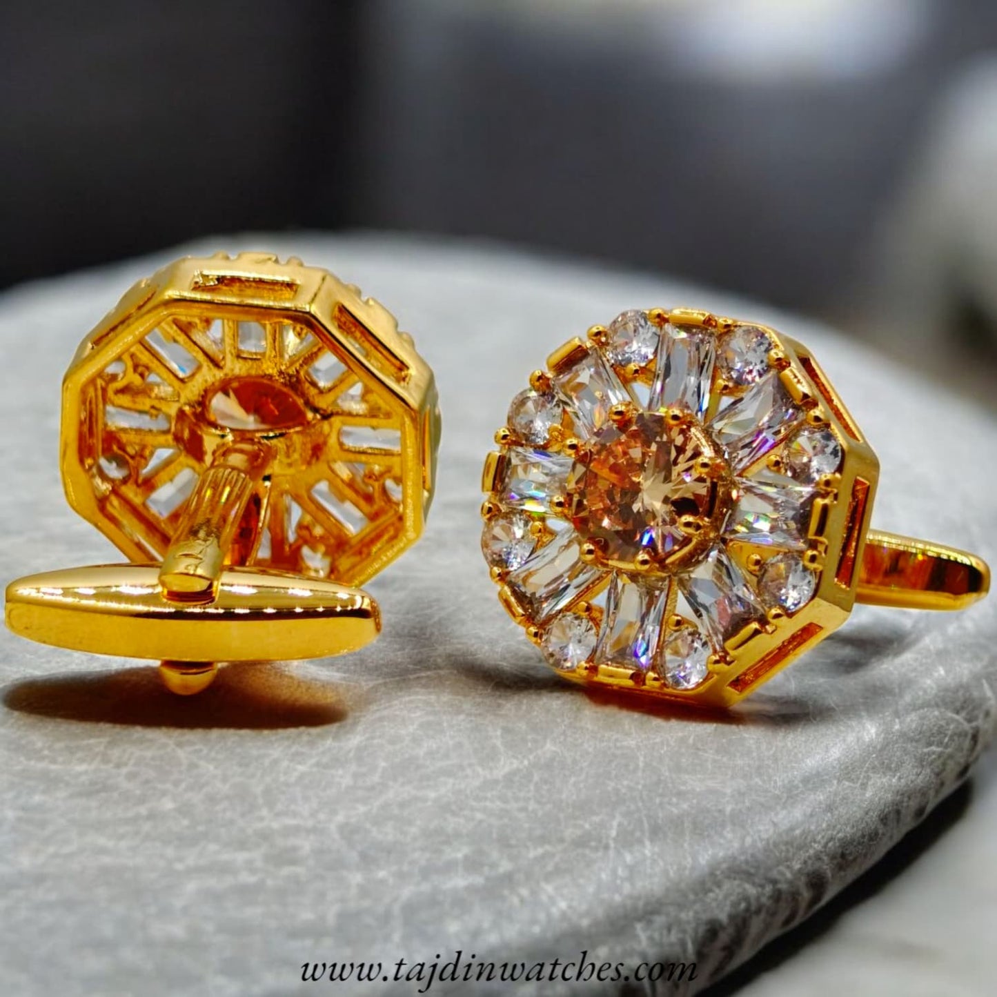 Taj 109 Golden Red Zirconia Cufflinks