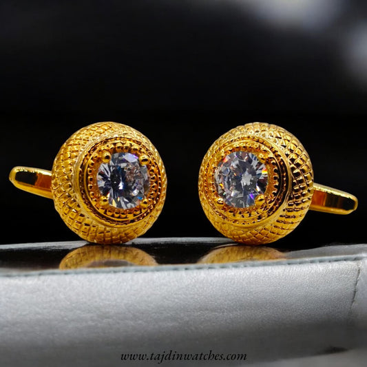 Taj 108 Golden White Zirconia Cufflinks