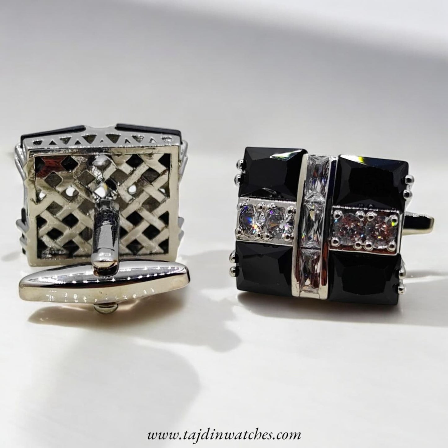 Taj 116 Silver Black Zirconia Cufflinks