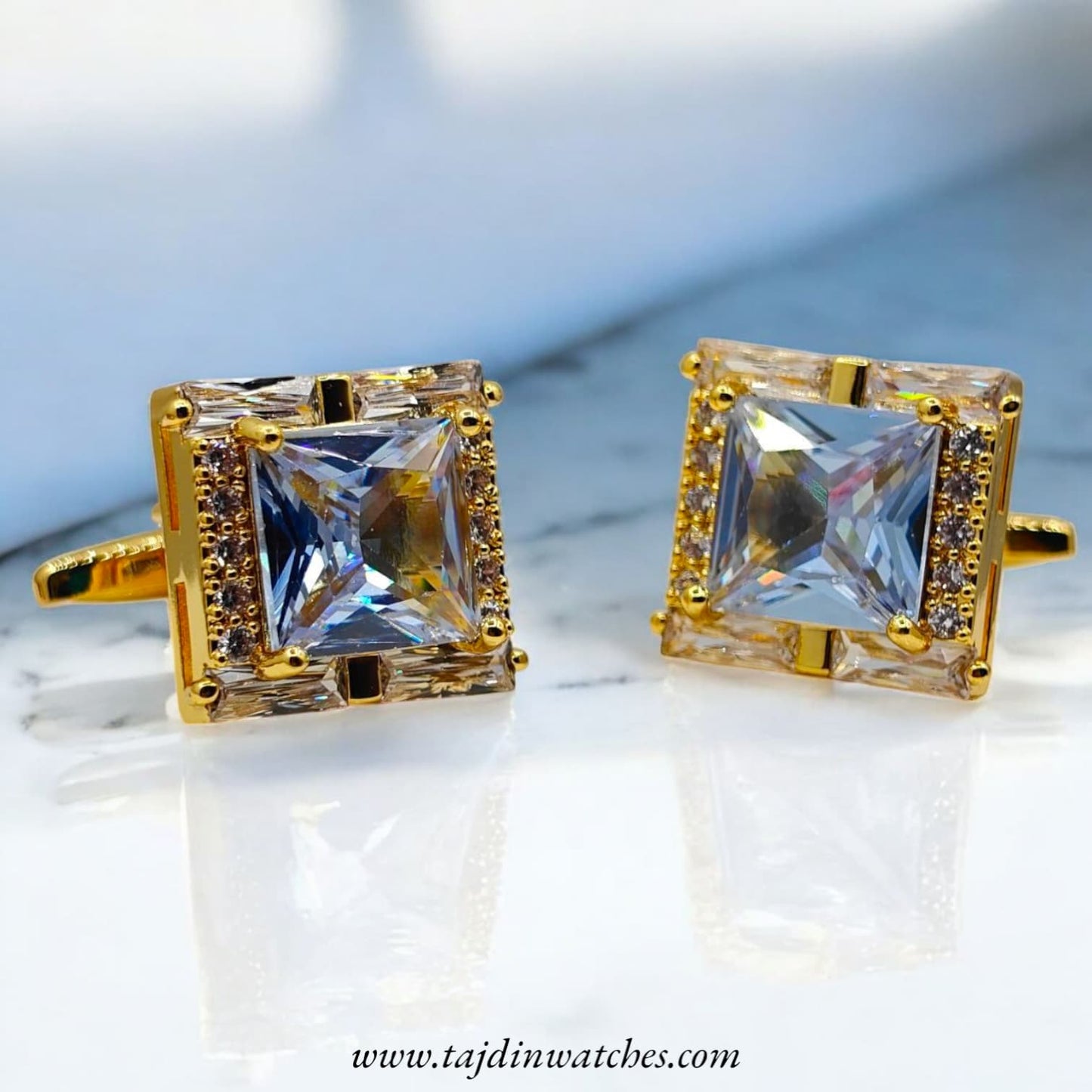 Taj 103 Golden Zirconia Cufflinks