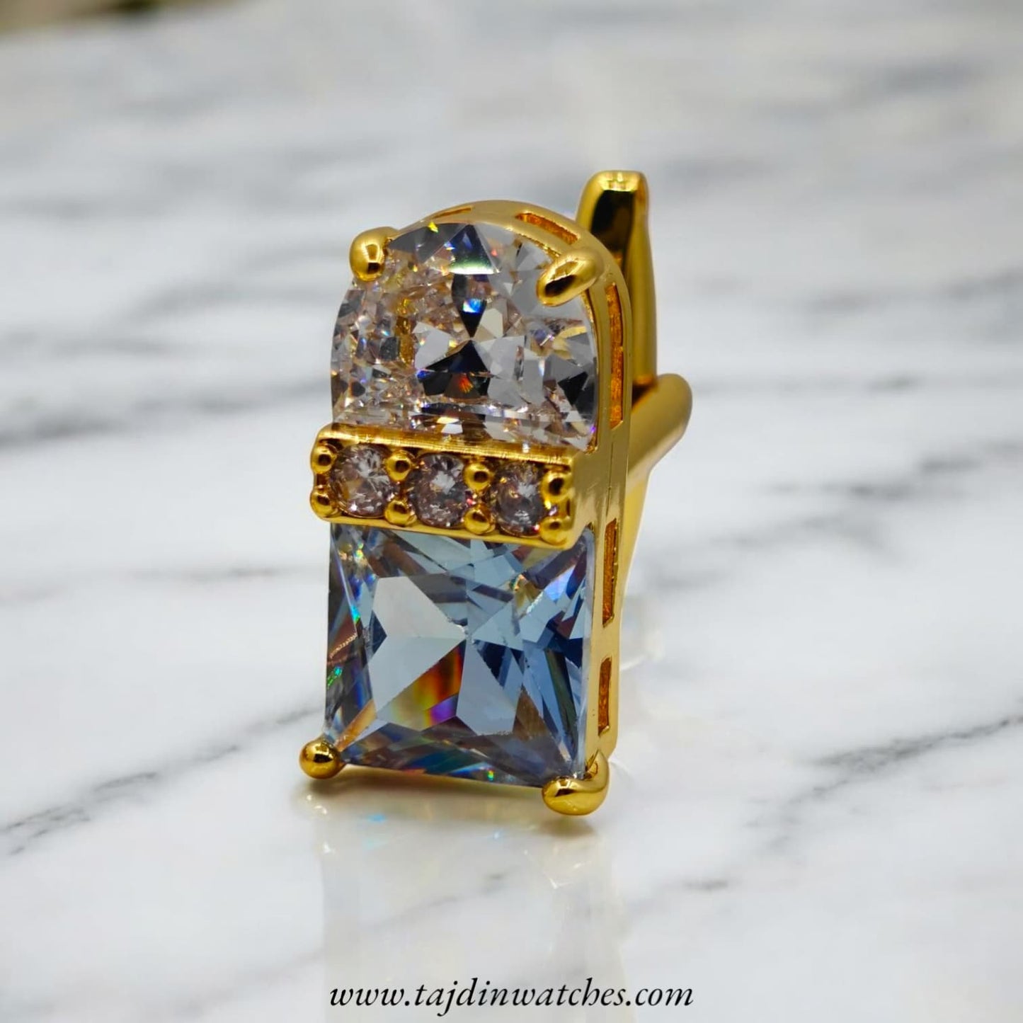 Taj 102 Golden Blue Zirconia Cufflinks