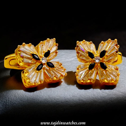 Taj 117 Golden Black  Zirconia Cufflinks