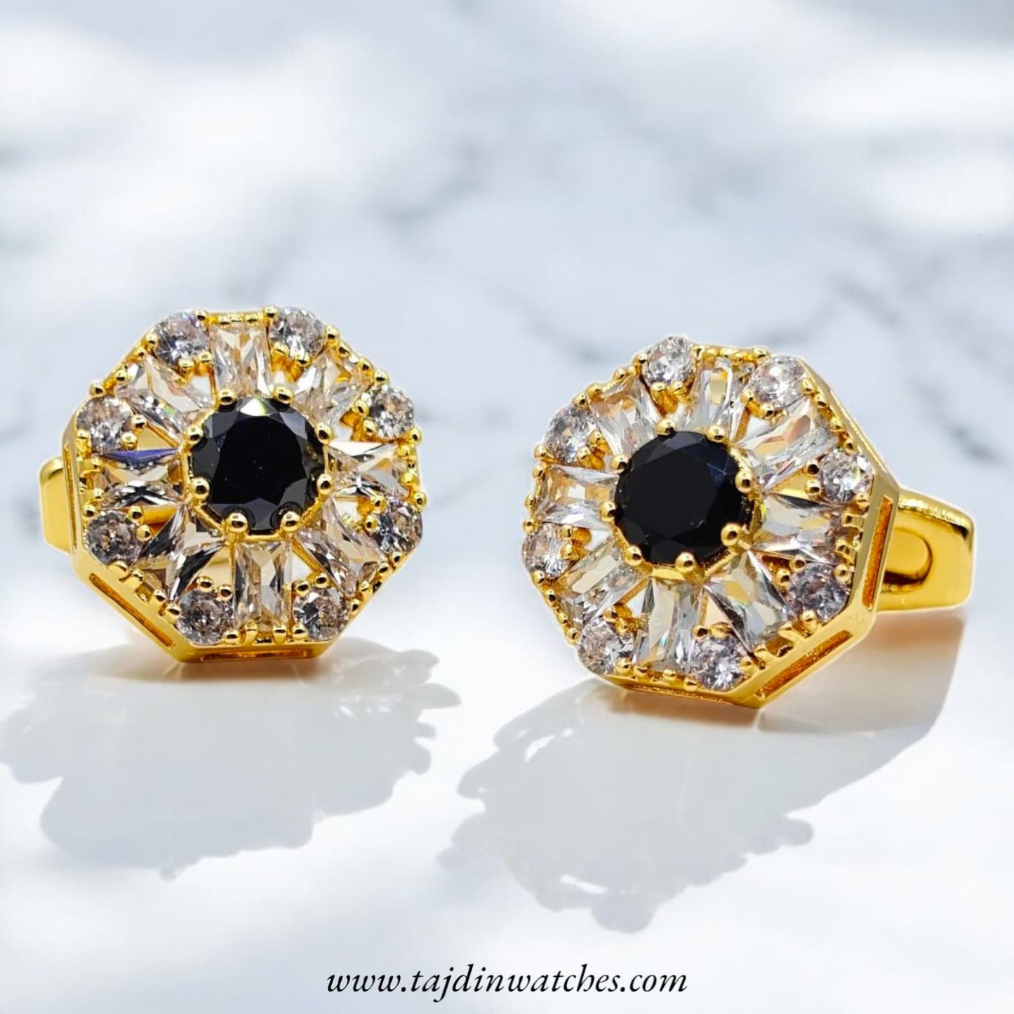 Taj 107 Golden Black Zirconia Cufflinks