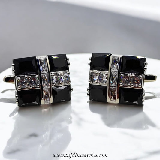 Taj 116 Silver Black Zirconia Cufflinks