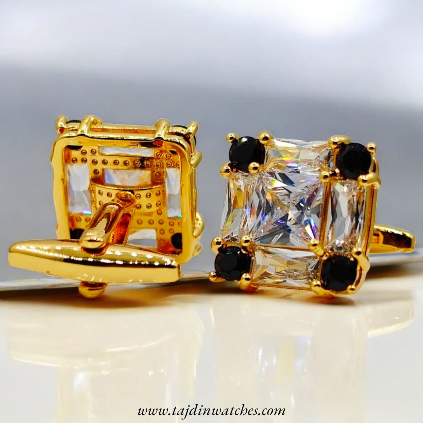 Taj 113 Golden Black Zirconia Cufflinks