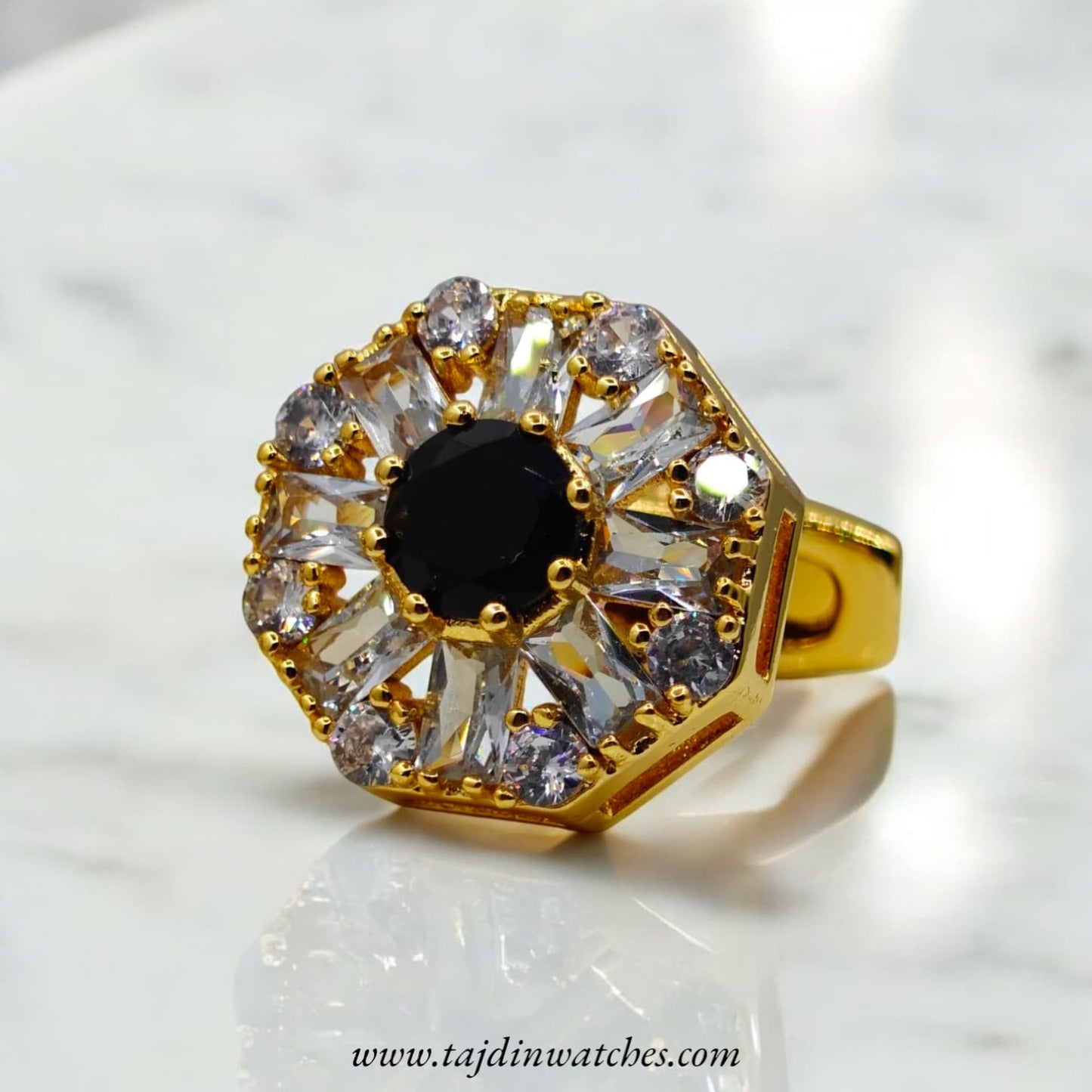 Taj 107 Golden Black Zirconia Cufflinks