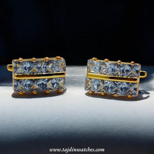 Taj 106 Golden White Zirconia Cufflinks