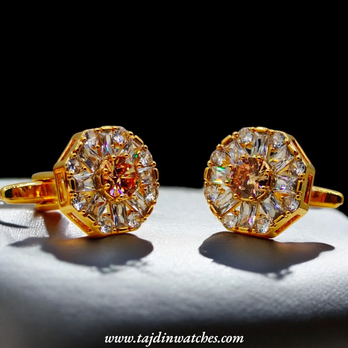 Taj 109 Golden Red Zirconia Cufflinks
