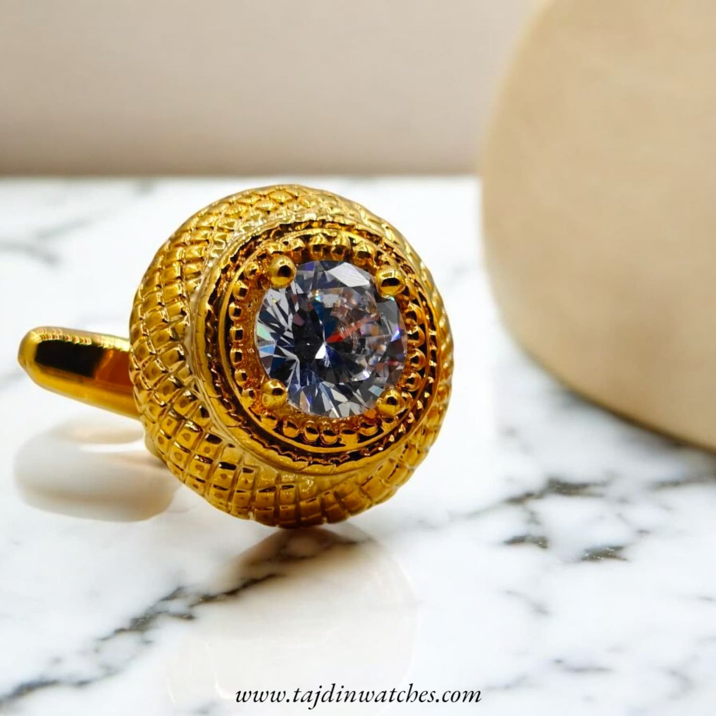Taj 108 Golden White Zirconia Cufflinks