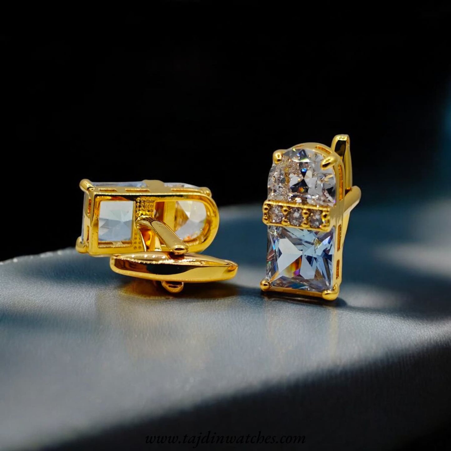Taj 102 Golden Blue Zirconia Cufflinks