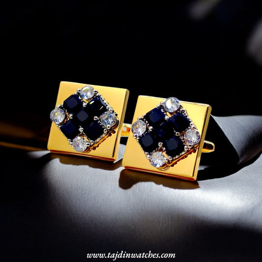 Taj 126 Golden Black Zirconia Cufflinks