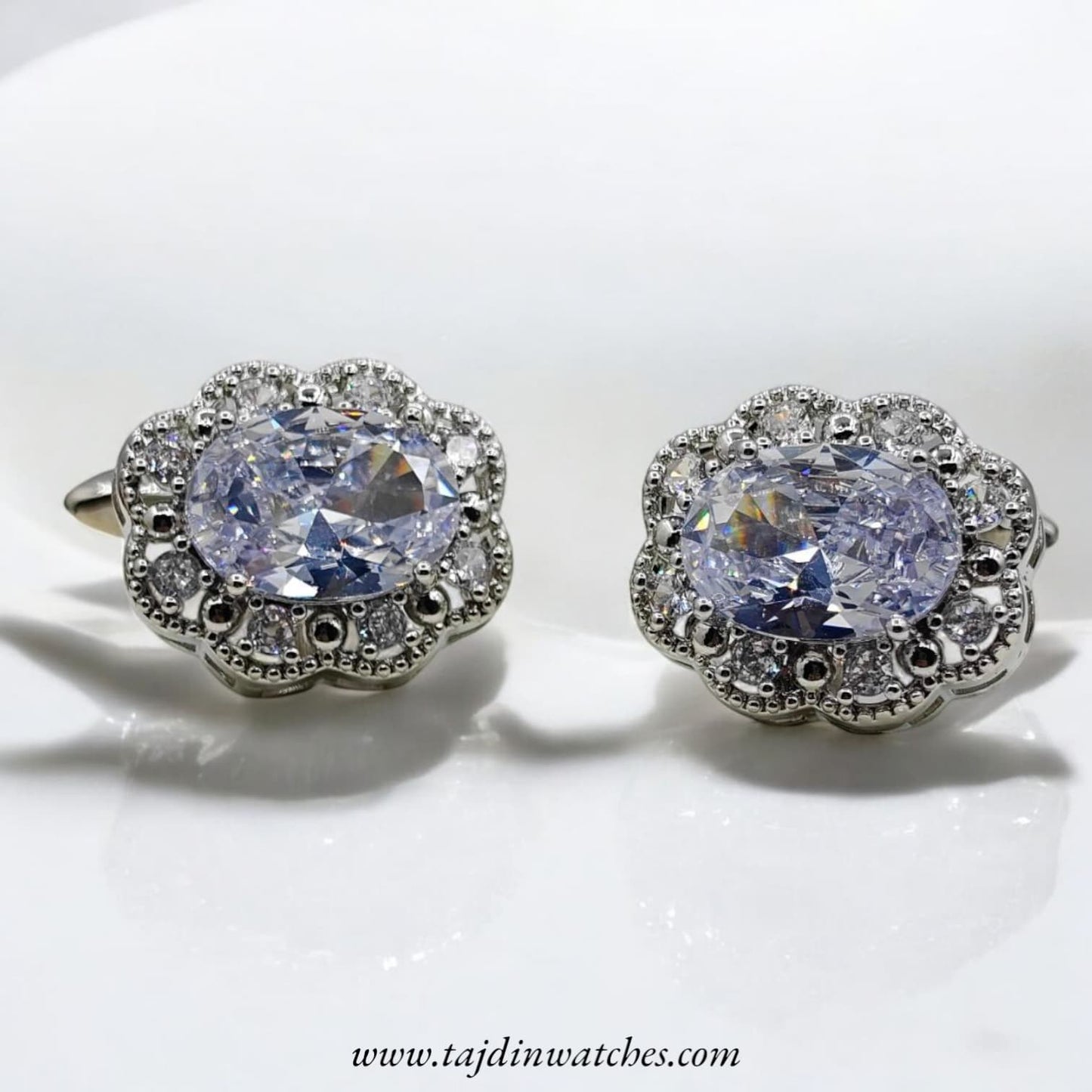 Taj 105 Silver White Zirconia Cufflinks