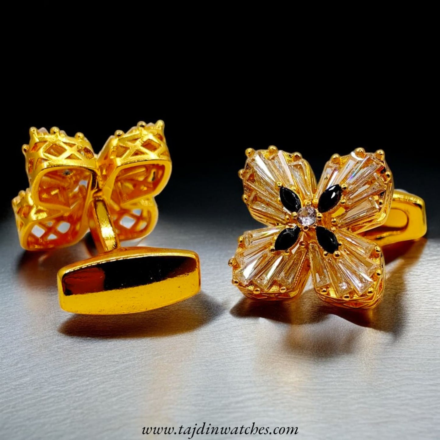 Taj 117 Golden Black  Zirconia Cufflinks