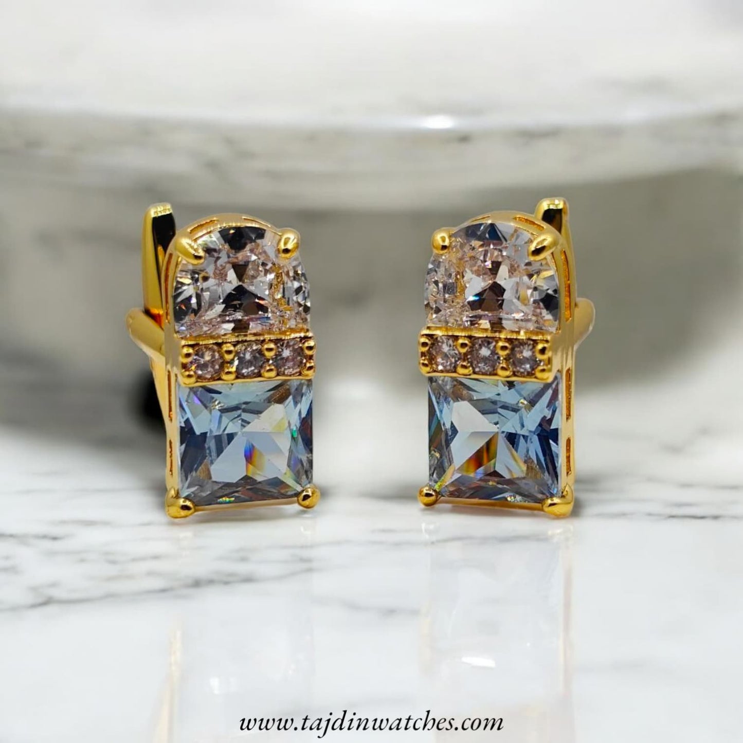 Taj 102 Golden Blue Zirconia Cufflinks
