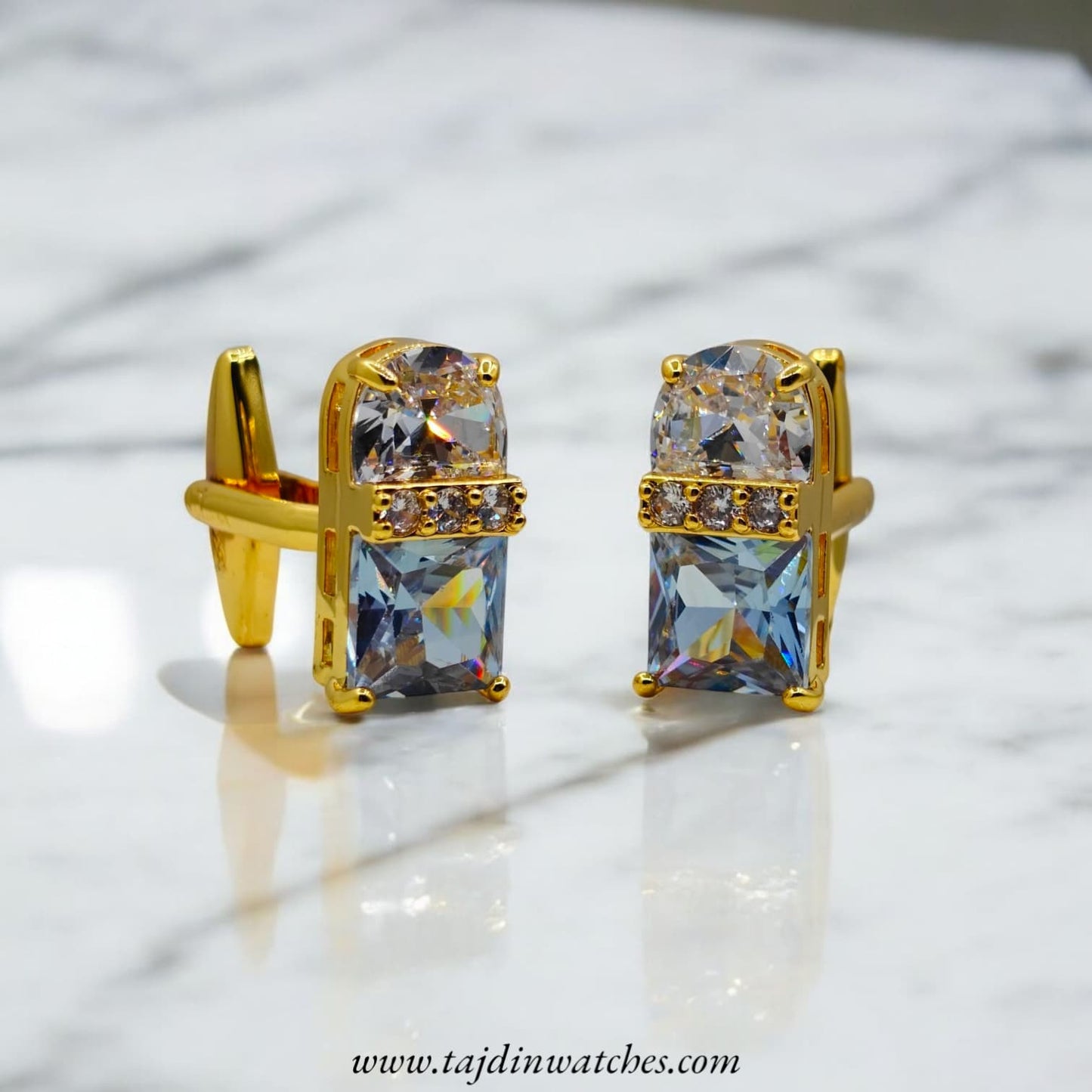Taj 102 Golden Blue Zirconia Cufflinks