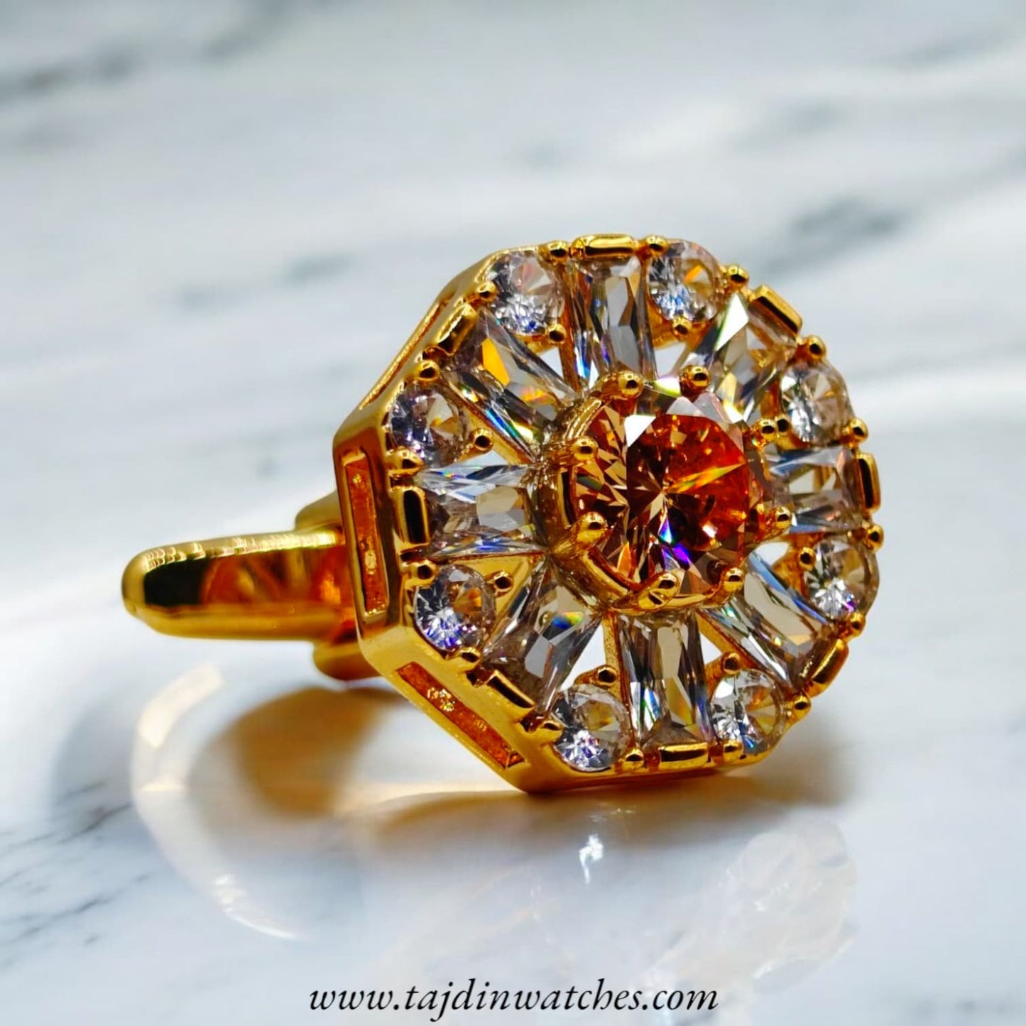 Taj 109 Golden Red Zirconia Cufflinks