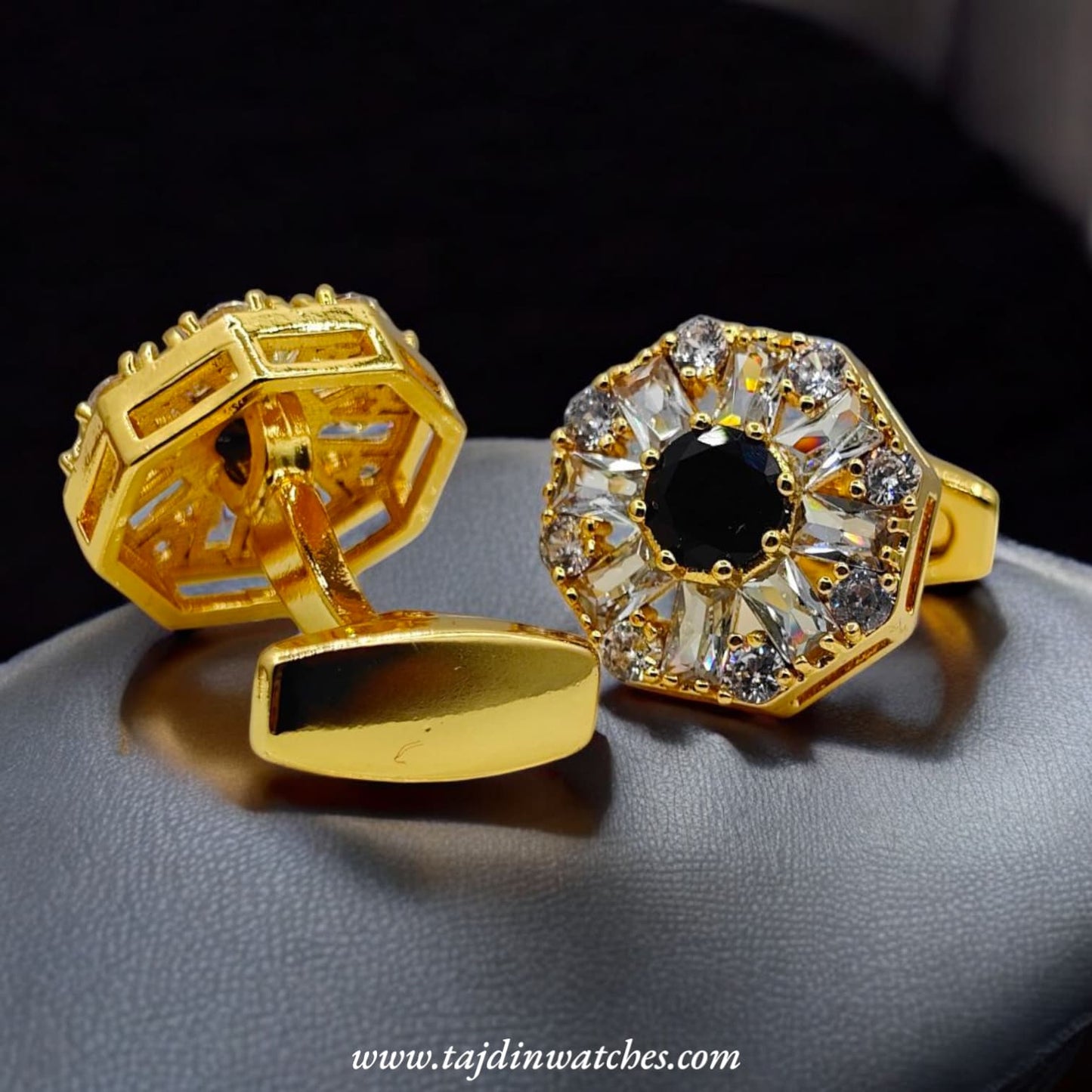 Taj 107 Golden Black Zirconia Cufflinks
