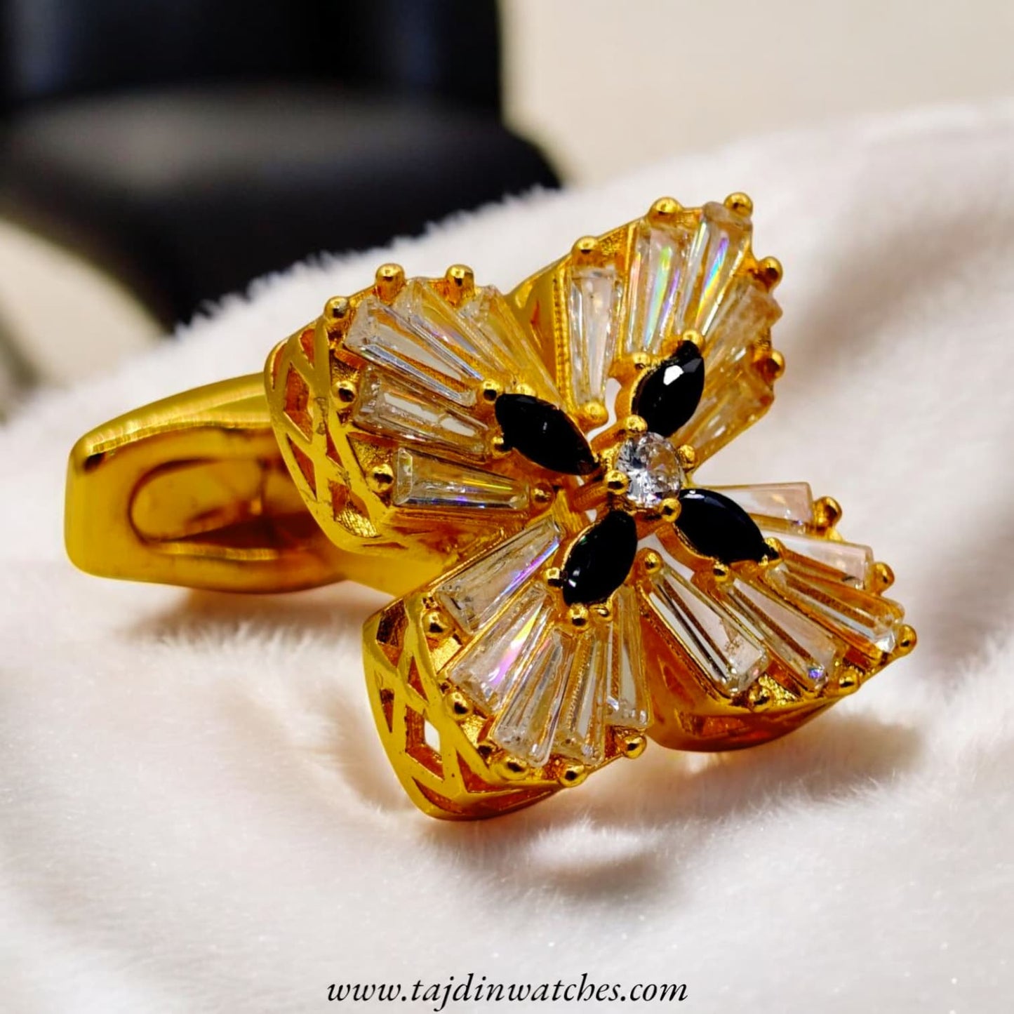 Taj 117 Golden Black  Zirconia Cufflinks