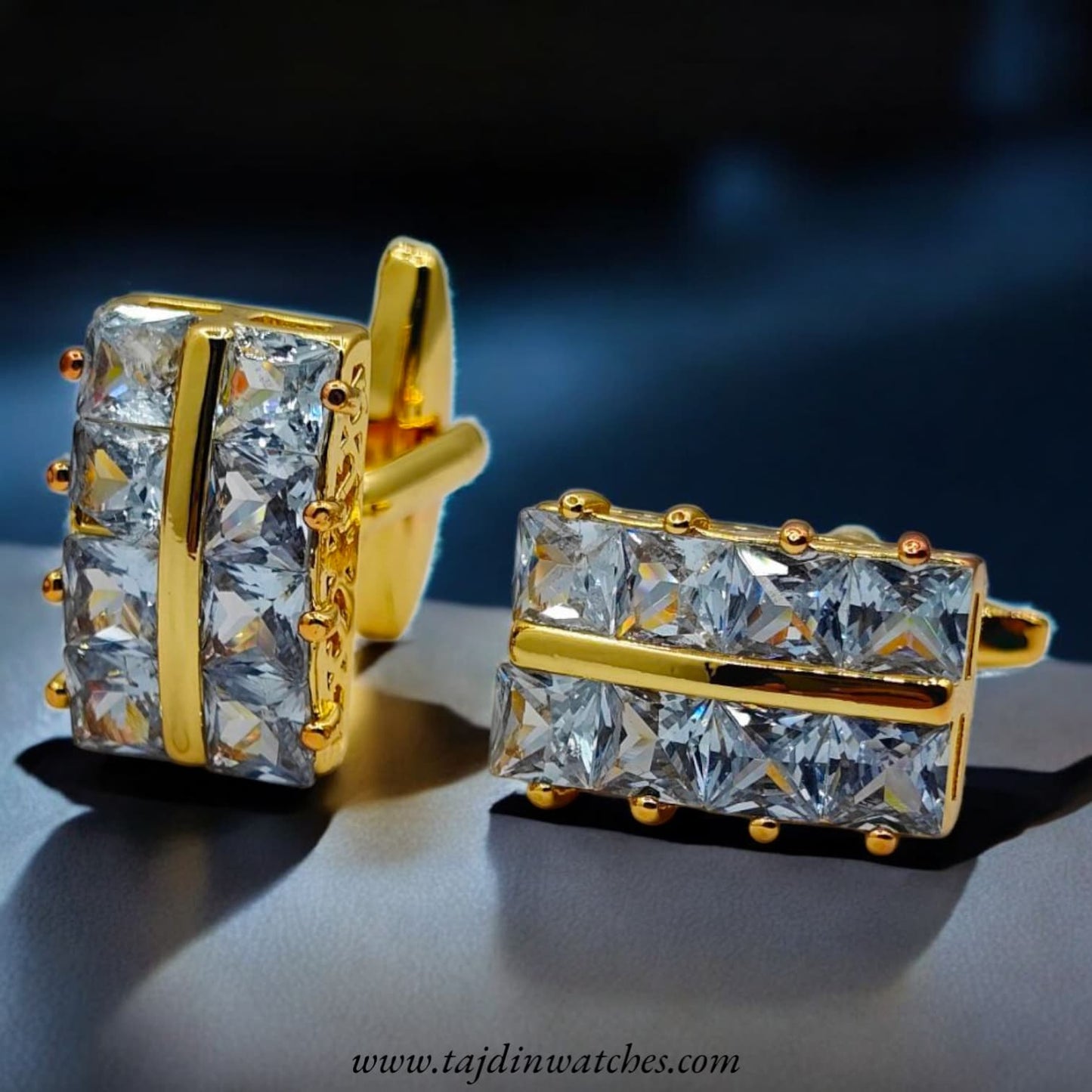 Taj 106 Golden White Zirconia Cufflinks