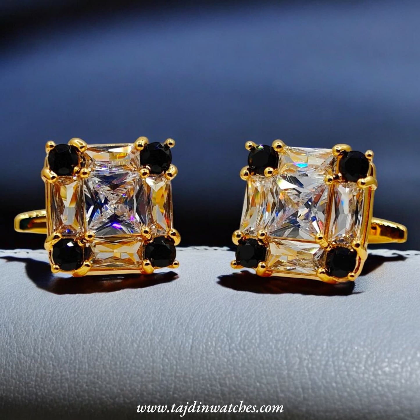 Taj 113 Golden Black Zirconia Cufflinks