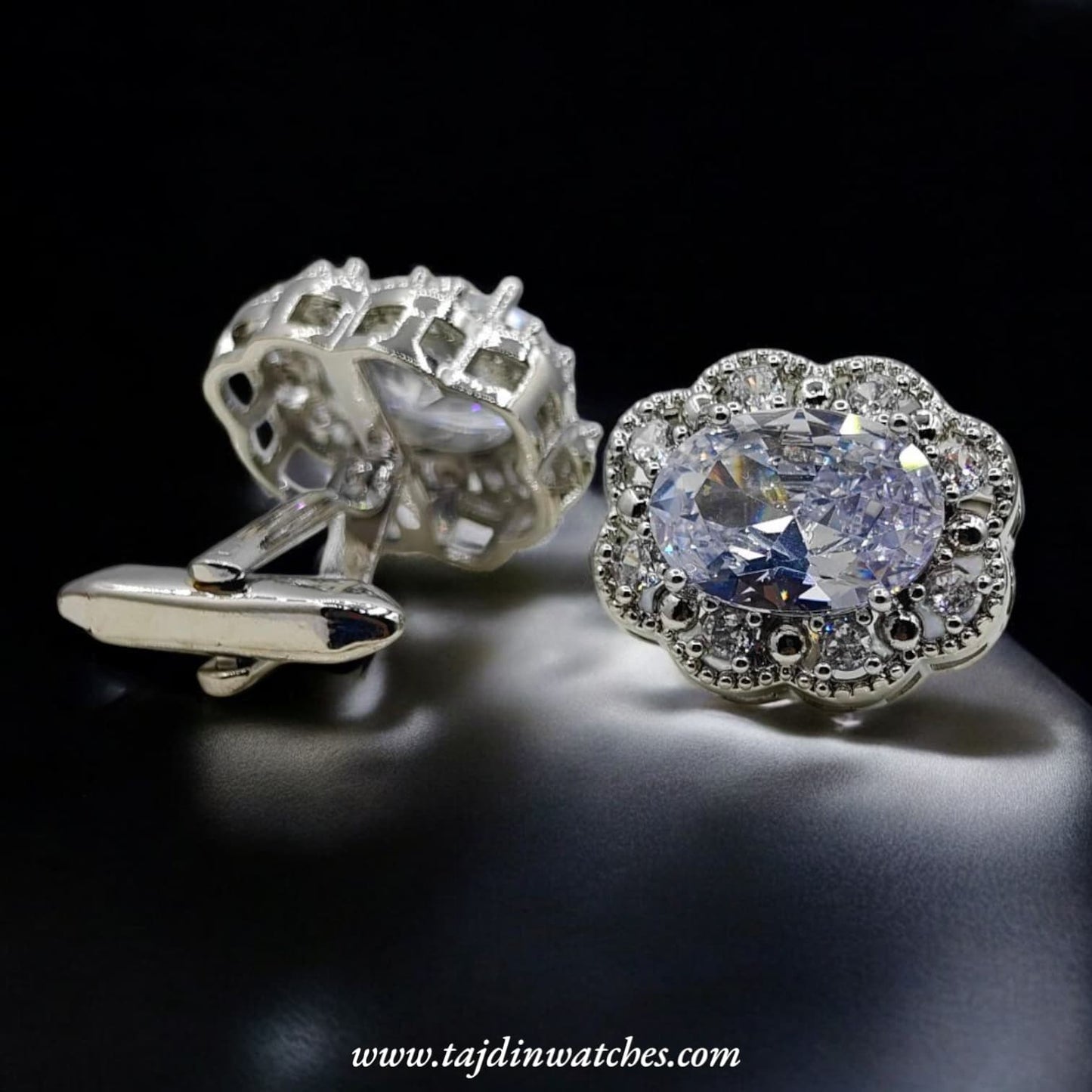 Taj 105 Silver White Zirconia Cufflinks