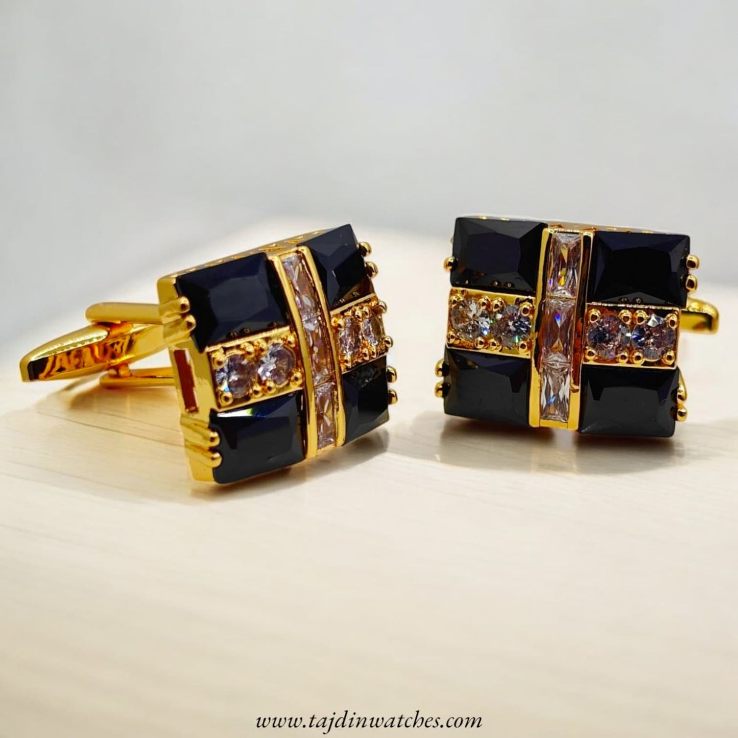 Taj 114 Golden Black Zirconia Cufflinks