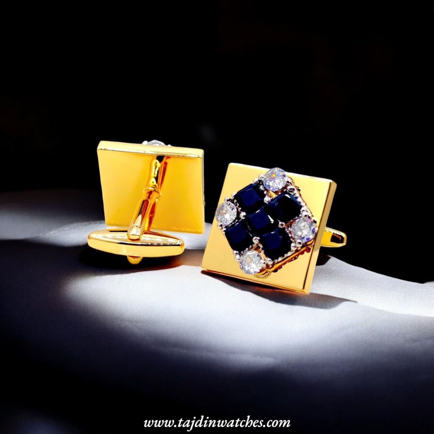 Taj 126 Golden Black Zirconia Cufflinks